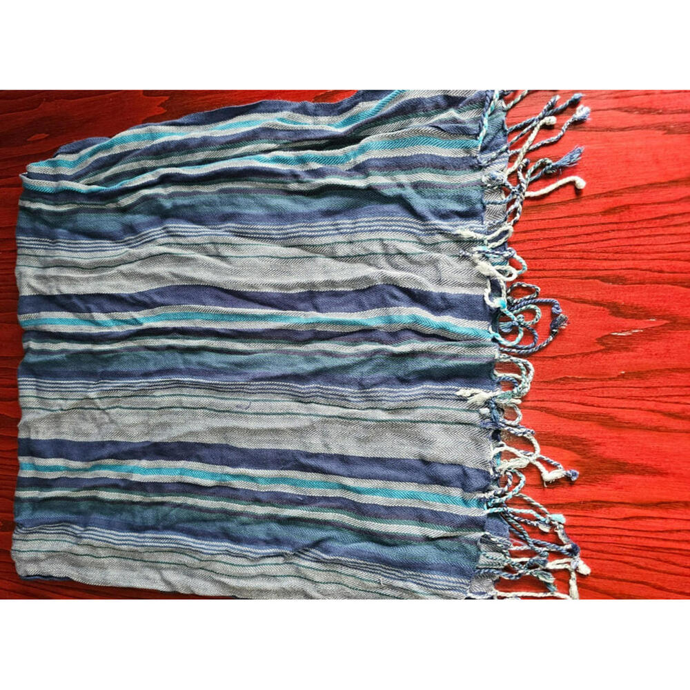 Charming Charlie Striped Scarf Blue Gray Teal
